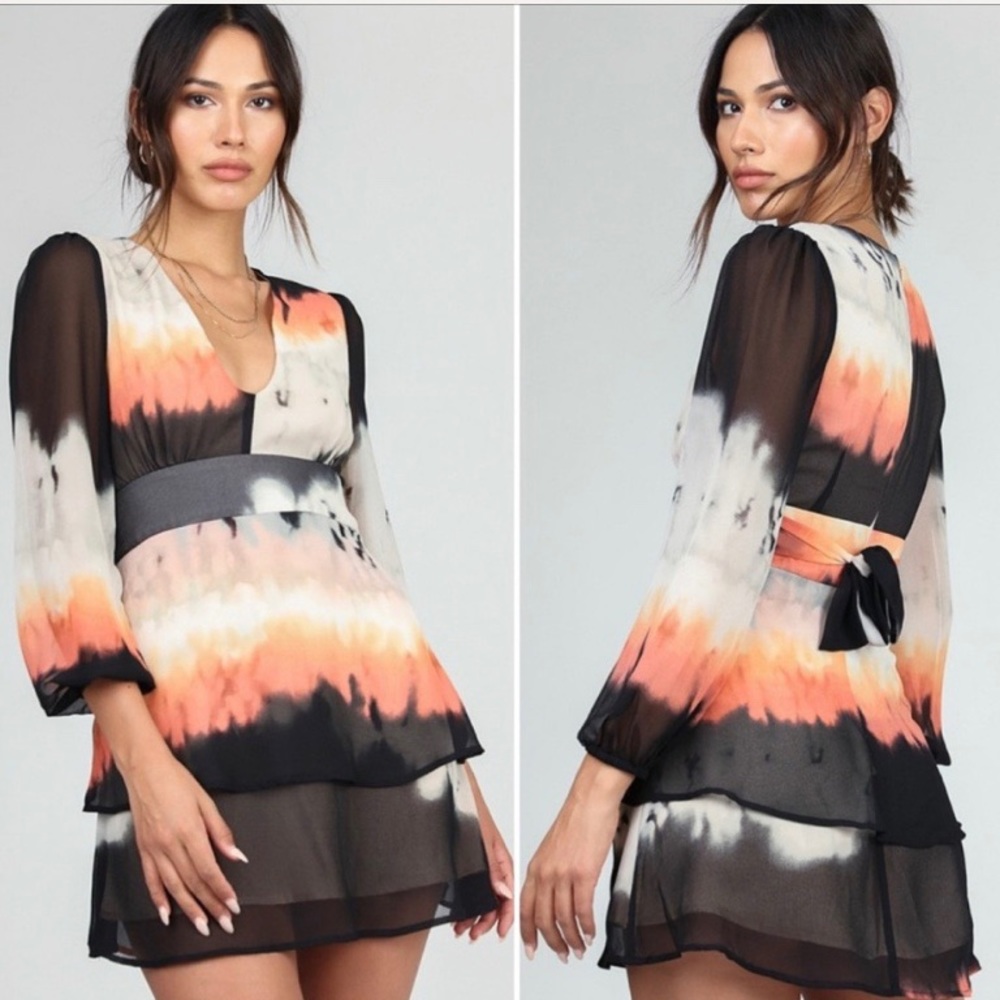 Women’s tie dyed layered chiffon dress